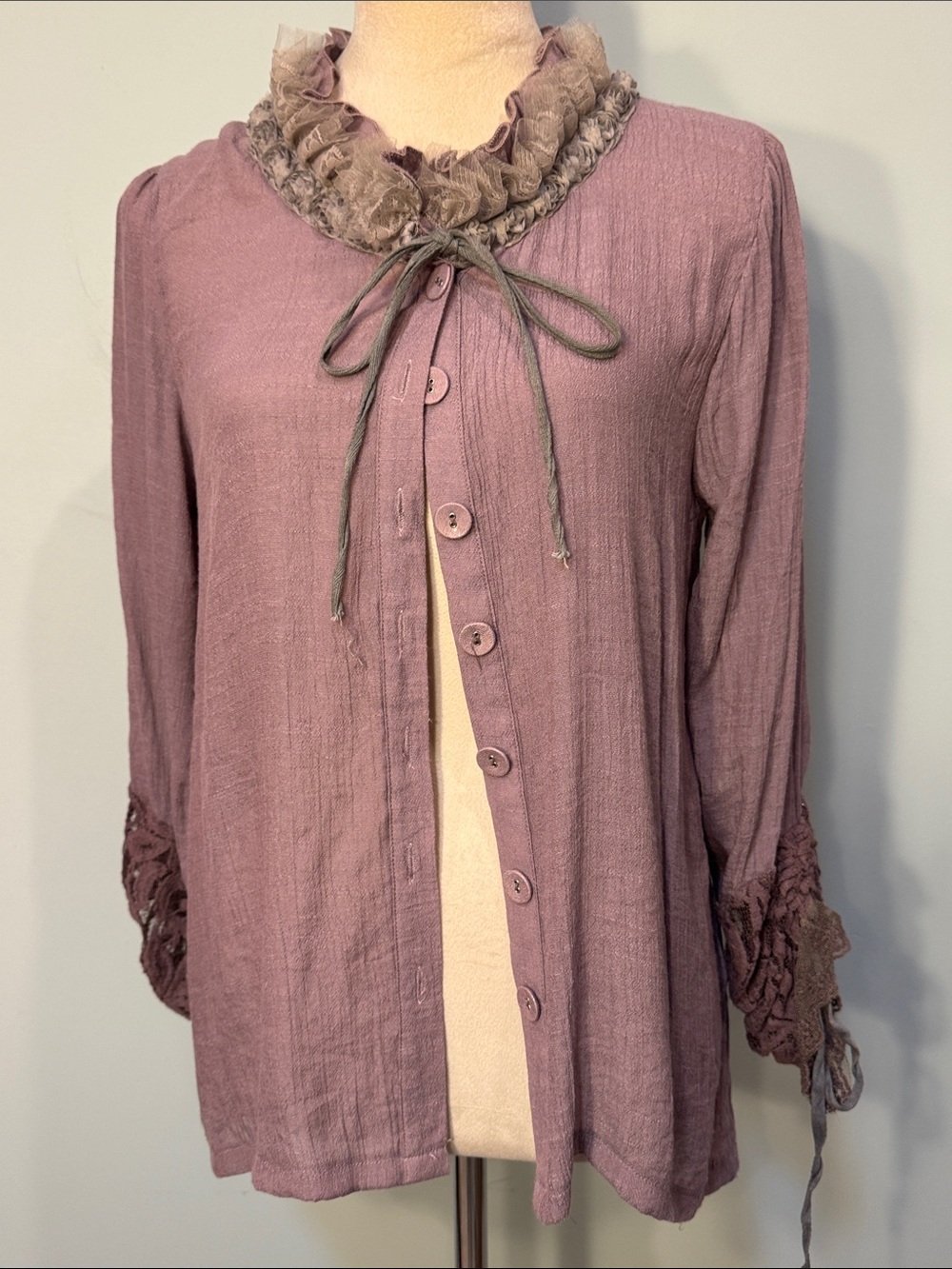 Unbranded Boho Ruffle rosette Collar Button Front Blouse